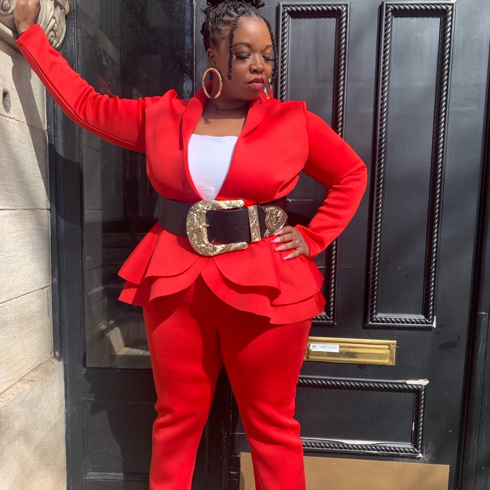 Plus Size Peplum Blazer Set